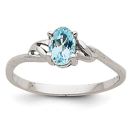 14k White Gold Aquamarine Birthstone Ring XBR144 - shirin-diamonds