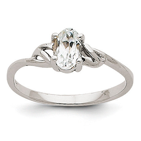 14k White Gold White Topaz Birthstone Ring XBR145 - shirin-diamonds