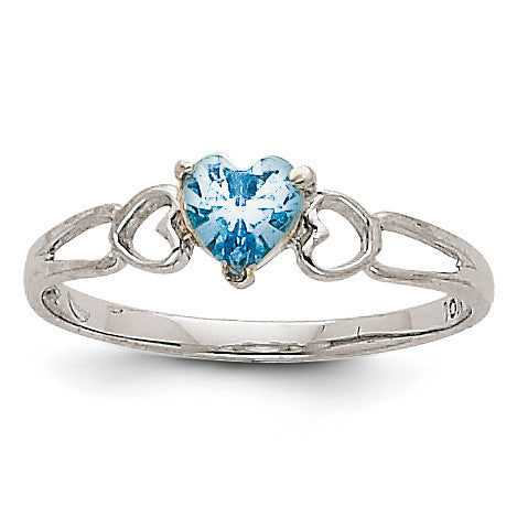 14k White Gold Aquamarine Birthstone Ring XBR168 - shirin-diamonds