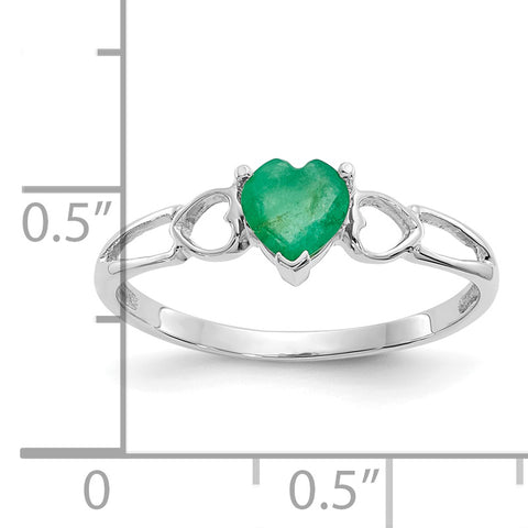 14k White Gold Emerald Birthstone Ring XBR170