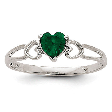 14k White Gold Emerald Birthstone Ring XBR170 - shirin-diamonds