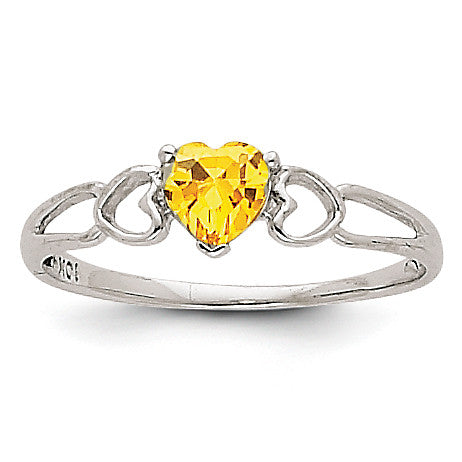 14k White Gold Citrine Birthstone Ring XBR176 - shirin-diamonds
