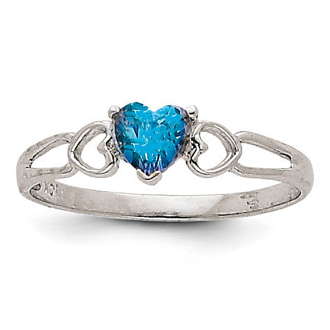 14k White Gold Blue Topaz Birthstone Ring XBR177 - shirin-diamonds