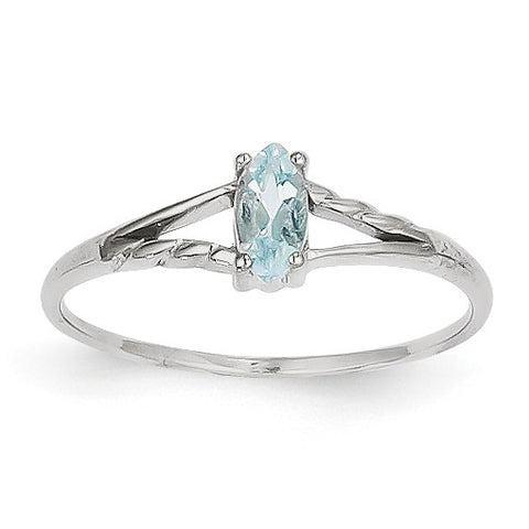 14k White Gold Aquamarine Birthstone Ring XBR192 - shirin-diamonds