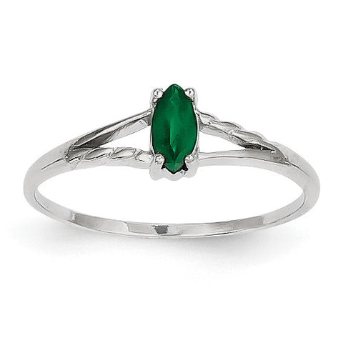 14k White Gold Emerald Birthstone Ring XBR194 - shirin-diamonds