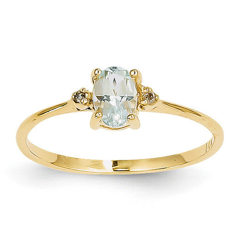 14k Diamond & Aquamarine Birthstone Ring XBR204 - shirin-diamonds