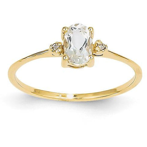 14k Diamond & White Topaz Birthstone Ring XBR205 - shirin-diamonds