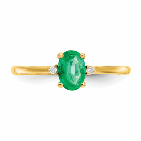 14k Diamond & Emerald Birthstone Ring XBR206