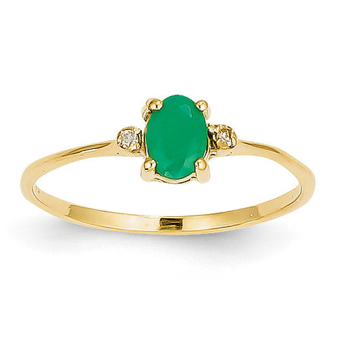 14k Diamond & Emerald Birthstone Ring XBR206 - shirin-diamonds