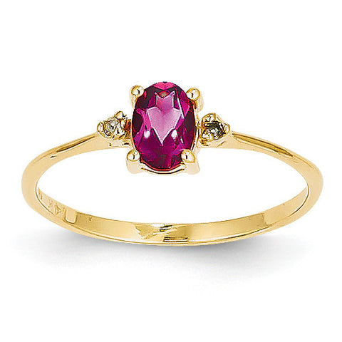 14k Diamond & Pink Tourmaline Birthstone Ring XBR211 - shirin-diamonds