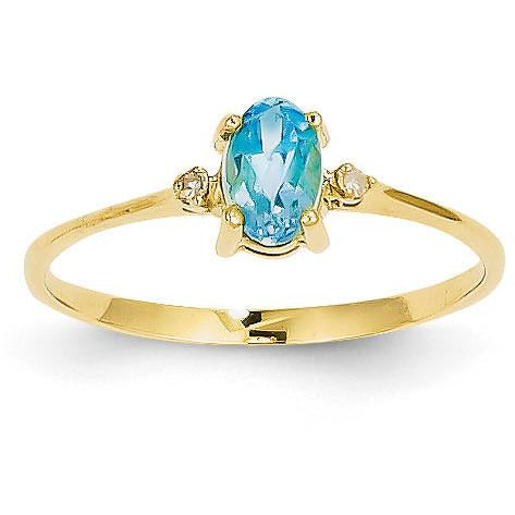 14k Diamond & Blue Topaz Birthstone Ring XBR213 - shirin-diamonds