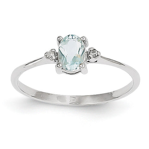 14k White Gold Diamond & Aquamarine Birthstone Ring XBR216 - shirin-diamonds