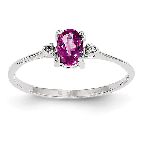 14k White Gold Diamond & Pink Tourmaline Birthstone Ring XBR223 - shirin-diamonds