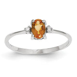 14k White Gold Diamond & Citrine Birthstone Ring XBR224 - shirin-diamonds