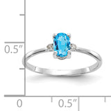 14k White Gold Diamond & Blue Topaz Birthstone Ring XBR225