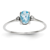 14k White Gold Diamond & Blue Topaz Birthstone Ring XBR225 - shirin-diamonds