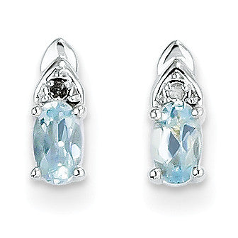 14k White Gold Aquamarine Diamond Earring XBS235 - shirin-diamonds