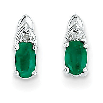 14k White Gold Emerald Diamond Earring XBS237 - shirin-diamonds
