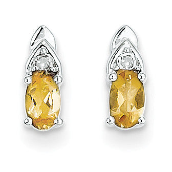 14k White Gold Citrine Diamond Earring XBS253 - shirin-diamonds