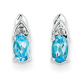 14k White Gold Blue Topaz Diamond Earring XBS254 - shirin-diamonds
