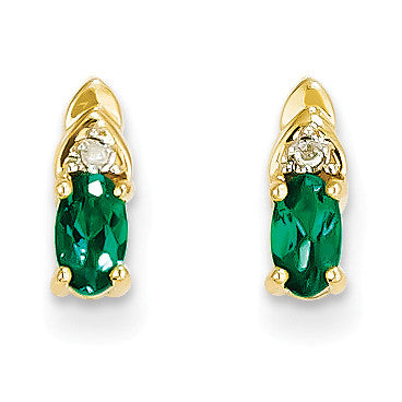 14K Diamond & Emerald Earrings XBS273 - shirin-diamonds