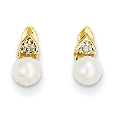 14K Diamond & FW Cultured Pearl Earrings XBS274 - shirin-diamonds