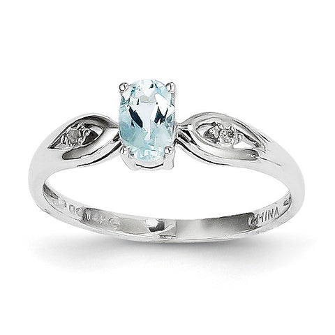 14k White Gold Aquamarine Diamond Ring XBS302 - shirin-diamonds