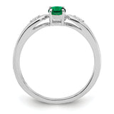 14k White Gold Emerald Diamond Ring XBS304