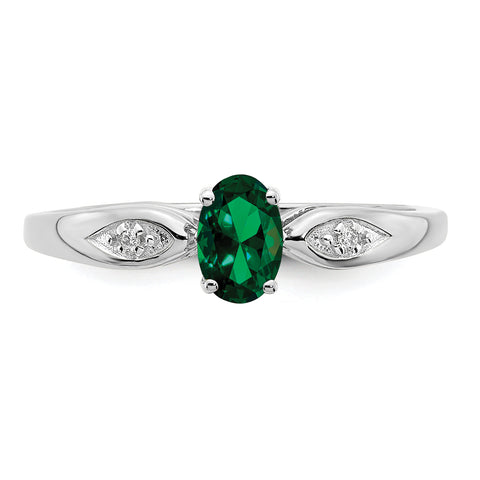 14k White Gold Emerald Diamond Ring XBS304