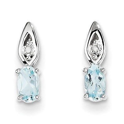 14k White Gold Aquamarine Diamond Earring XBS307 - shirin-diamonds