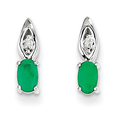 14k White Gold Emerald Diamond Earring XBS309 - shirin-diamonds