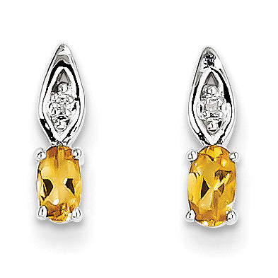 14k White Gold Citrine Diamond Earring XBS325 - shirin-diamonds