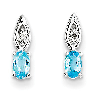 14k White Gold Blue Topaz Diamond Earring XBS326 - shirin-diamonds