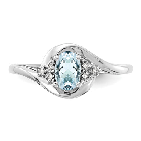 14k White Gold Aquamarine Diamond Ring XBS374