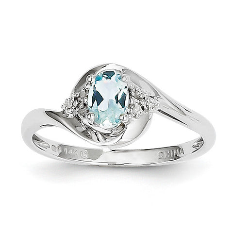 14k White Gold Aquamarine Diamond Ring XBS374 - shirin-diamonds