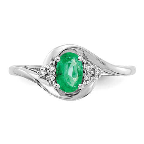 14k White Gold Emerald Diamond Ring XBS376