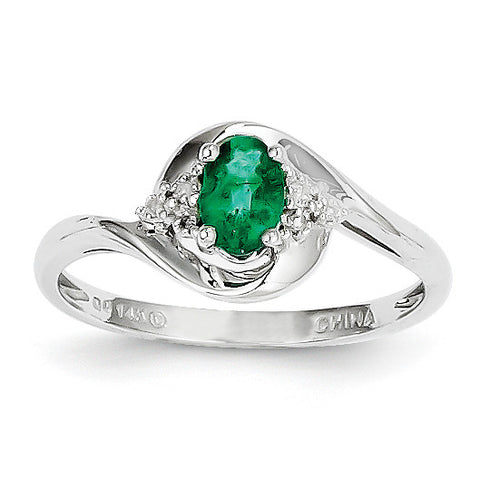 14k White Gold Emerald Diamond Ring XBS376 - shirin-diamonds