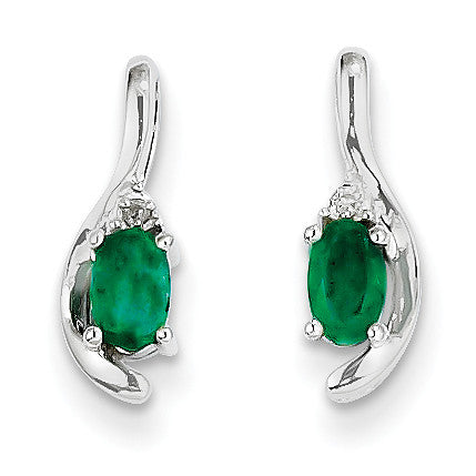14k White Gold Emerald Diamond Earring XBS381 - shirin-diamonds