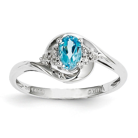14k White Gold Blue Topaz Diamond Ring XBS393 - shirin-diamonds