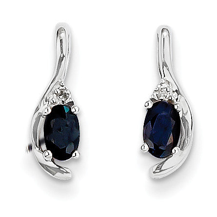 14k White Gold Sapphire Diamond Earring XBS395 - shirin-diamonds