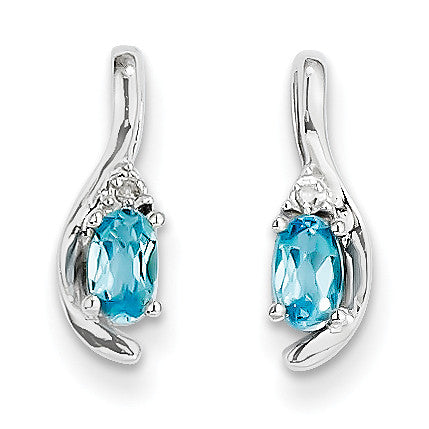 14k White Gold Blue Topaz Diamond Earring XBS398 - shirin-diamonds