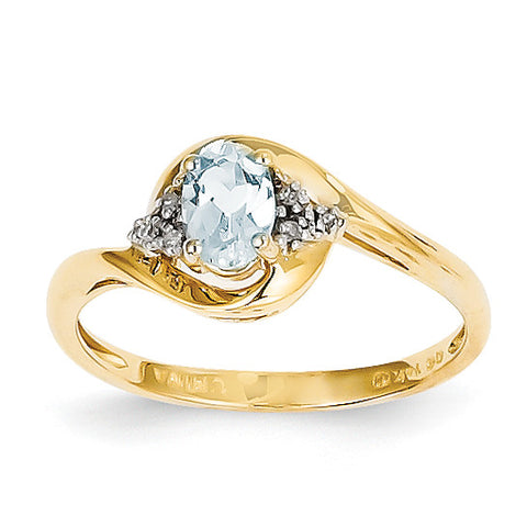14K Diamond & Aquamarine Ring XBS410 - shirin-diamonds