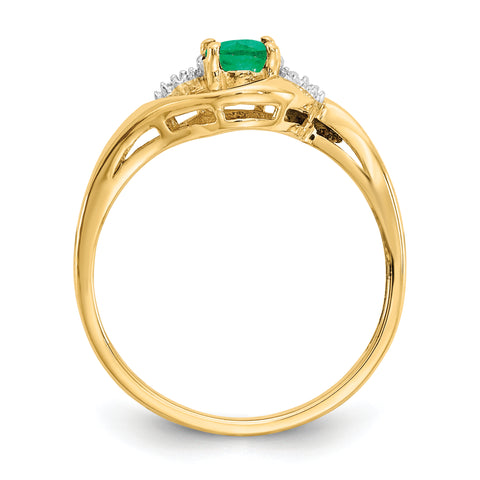 14K Diamond & Emerald Ring XBS412