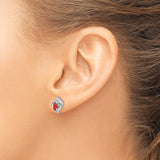 14k White Gold Garnet Diamond Earring XBS442
