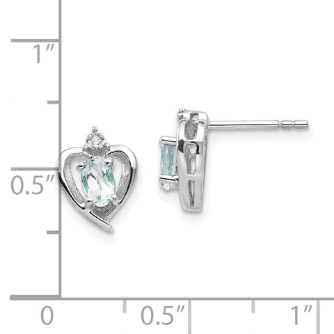 14k White Gold Aquamarine Diamond Earring XBS451