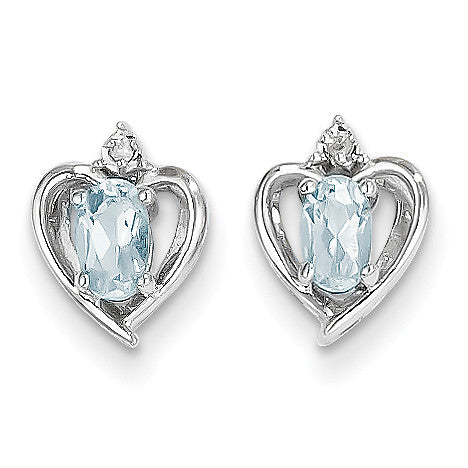 14k White Gold Aquamarine Diamond Earring XBS451 - shirin-diamonds