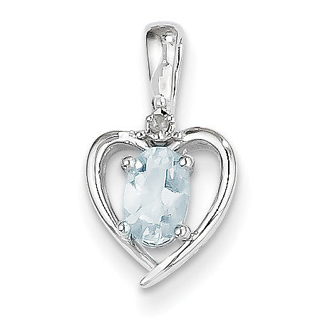 14k White Gold Aquamarine Diamond Pendant XBS456 - shirin-diamonds