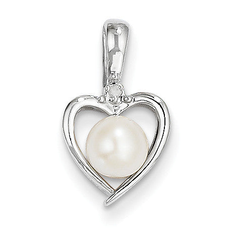 14k White Gold Genuine FW Cultured Pearl Diamond Pendant XBS459 - shirin-diamonds