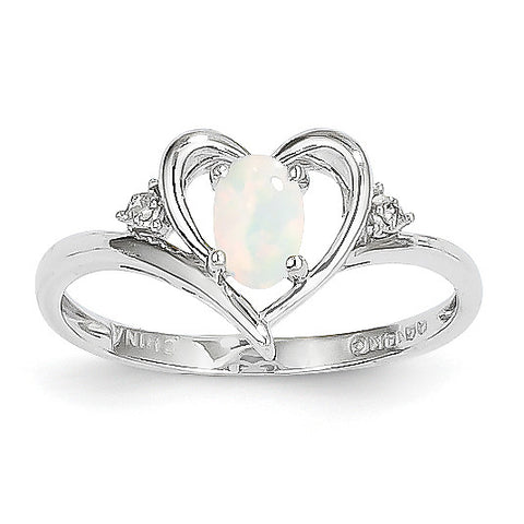 14k White Gold Opal Diamond Ring XBS463 - shirin-diamonds