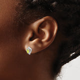 14k White Gold Peridot Diamond Earring XBS466